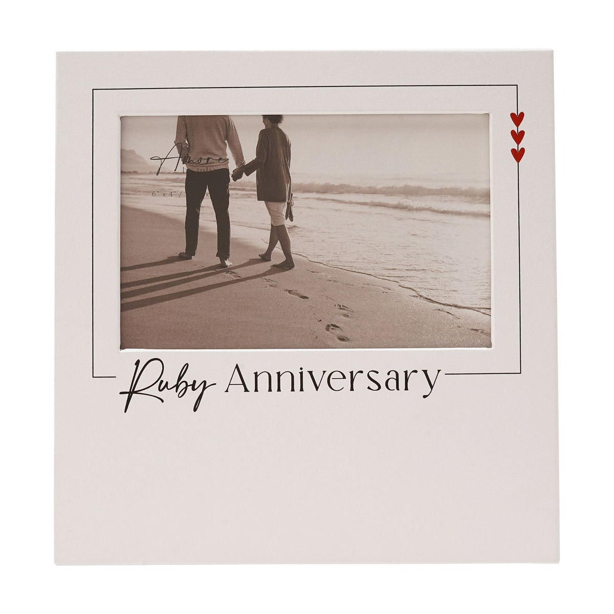 Ruby Anniversary Square Wooden Photo Frame 6 x 4in - White