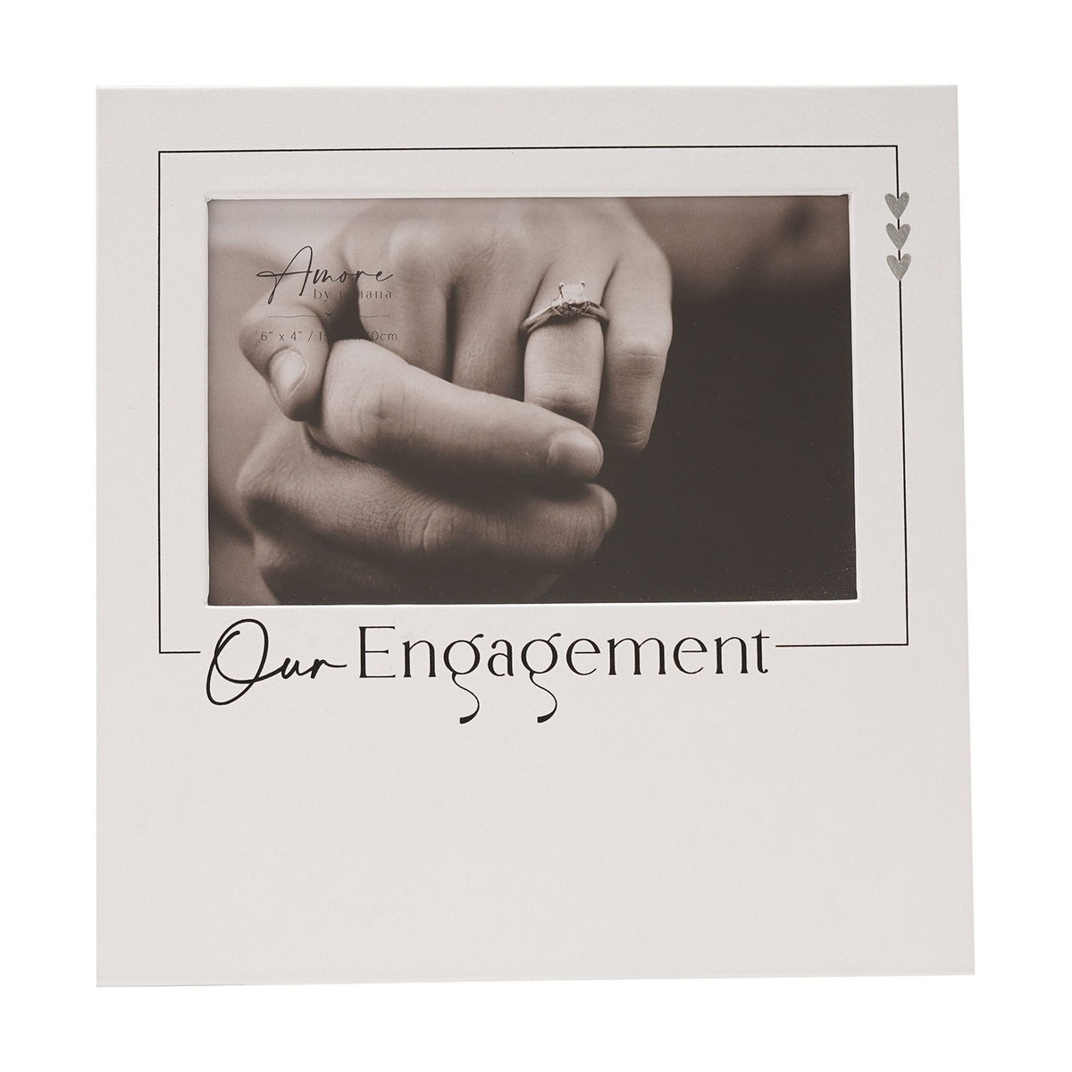 Our Engagement Square Wooden Photo Frame 6 x 4in - White