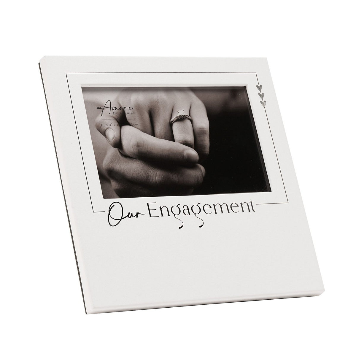 Our Engagement Square Wooden Photo Frame 6 x 4in - White