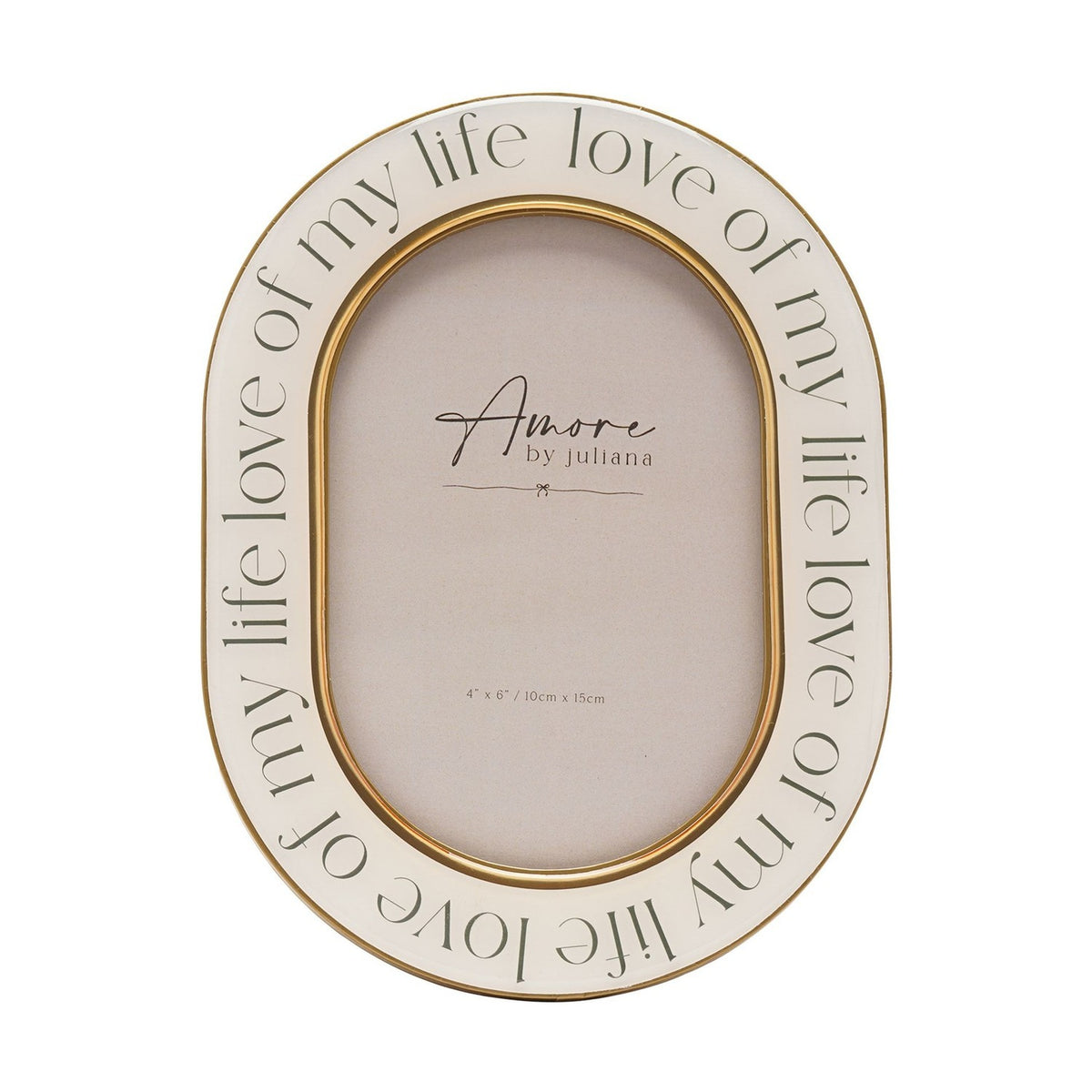 Love of My Life Words Oval Wooden Photo Frame 6 x 4in - White