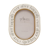 Happily Ever After Oval Resin Photo Frame 6 x 4in - White & Gold