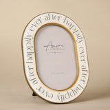 Happily Ever After Oval Resin Photo Frame 6 x 4in - White & Gold