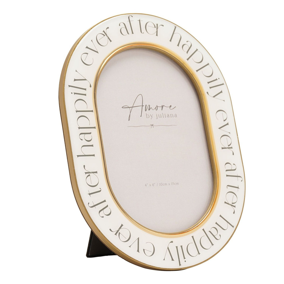 Happily Ever After Oval Resin Photo Frame 6 x 4in - White & Gold