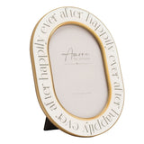 Happily Ever After Oval Resin Photo Frame 6 x 4in - White & Gold