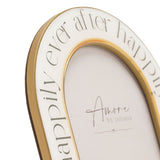 Happily Ever After Oval Resin Photo Frame 6 x 4in - White & Gold