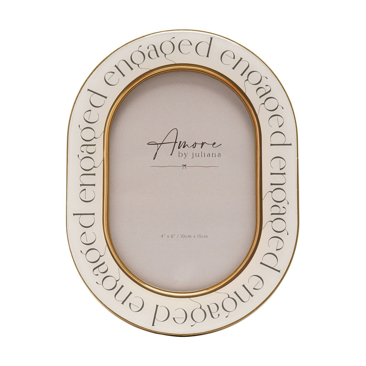 Engaged Words Oval Easel Resin Photo Frame 6 x 4in - White