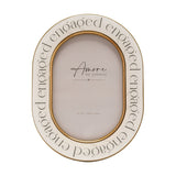 Engaged Words Oval Easel Resin Photo Frame 6 x 4in - White