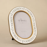 Engaged Words Oval Easel Resin Photo Frame 6 x 4in - White