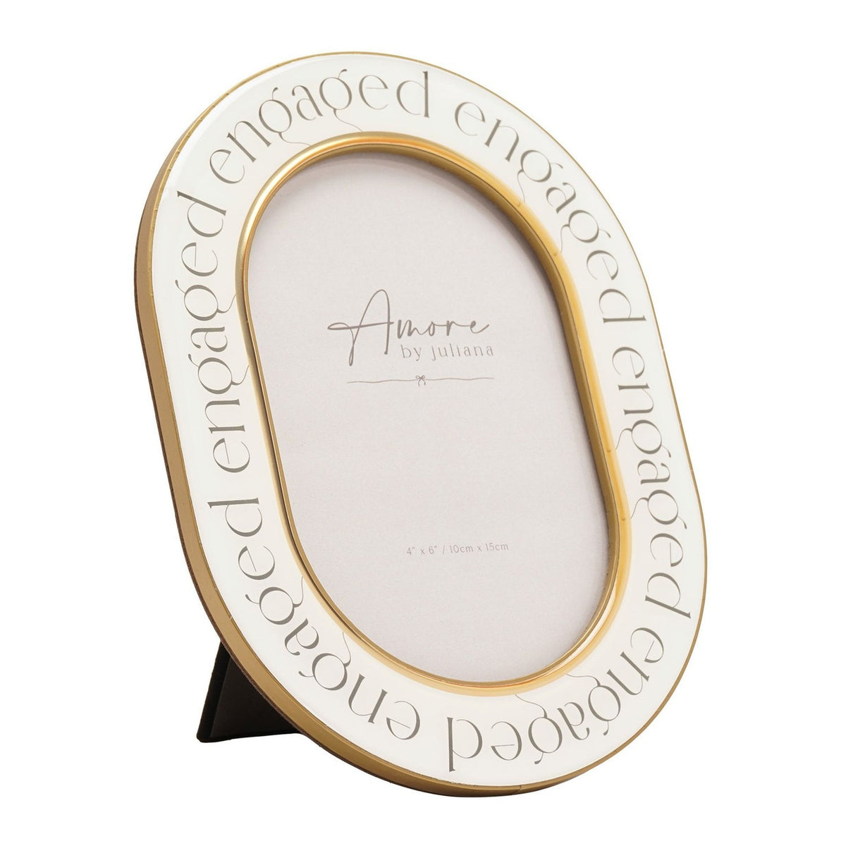 Engaged Words Oval Easel Resin Photo Frame 6 x 4in - White