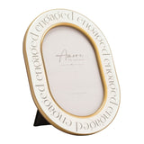 Engaged Words Oval Easel Resin Photo Frame 6 x 4in - White