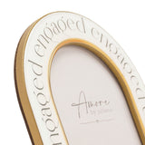 Engaged Words Oval Easel Resin Photo Frame 6 x 4in - White