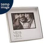 Mr & Mrs Wedding Metal Photo Frame with Black Print - Silver