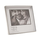 Mr & Mrs Wedding Metal Photo Frame with Black Print - Silver