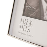 Mr & Mrs Wedding Metal Photo Frame with Black Print - Silver