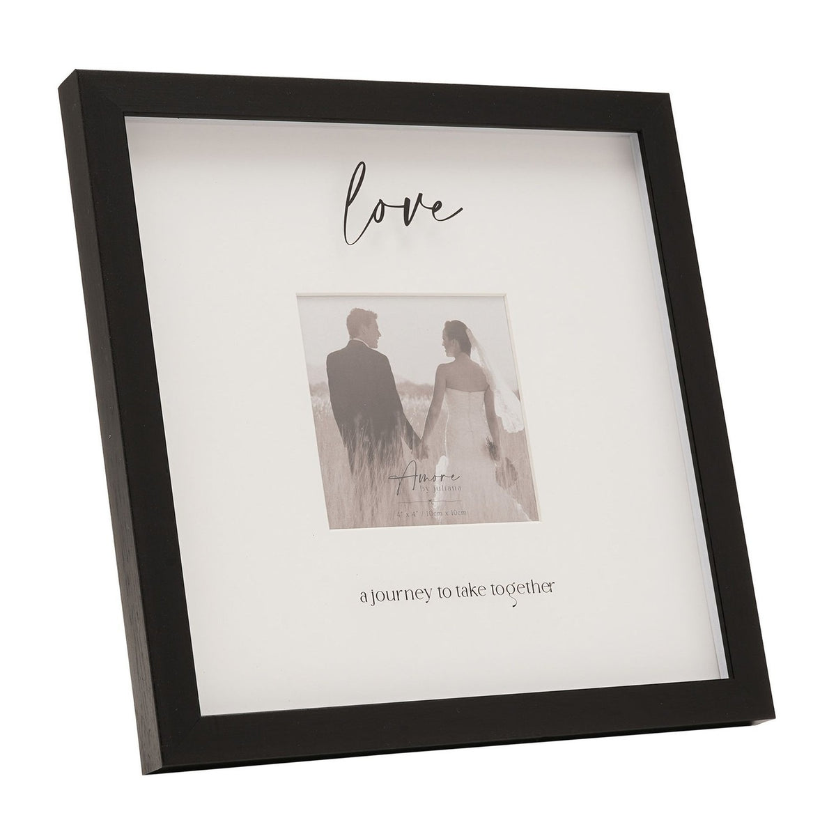 Love Wide Plastic Photo Frame with Easel 4 x 4in - Black