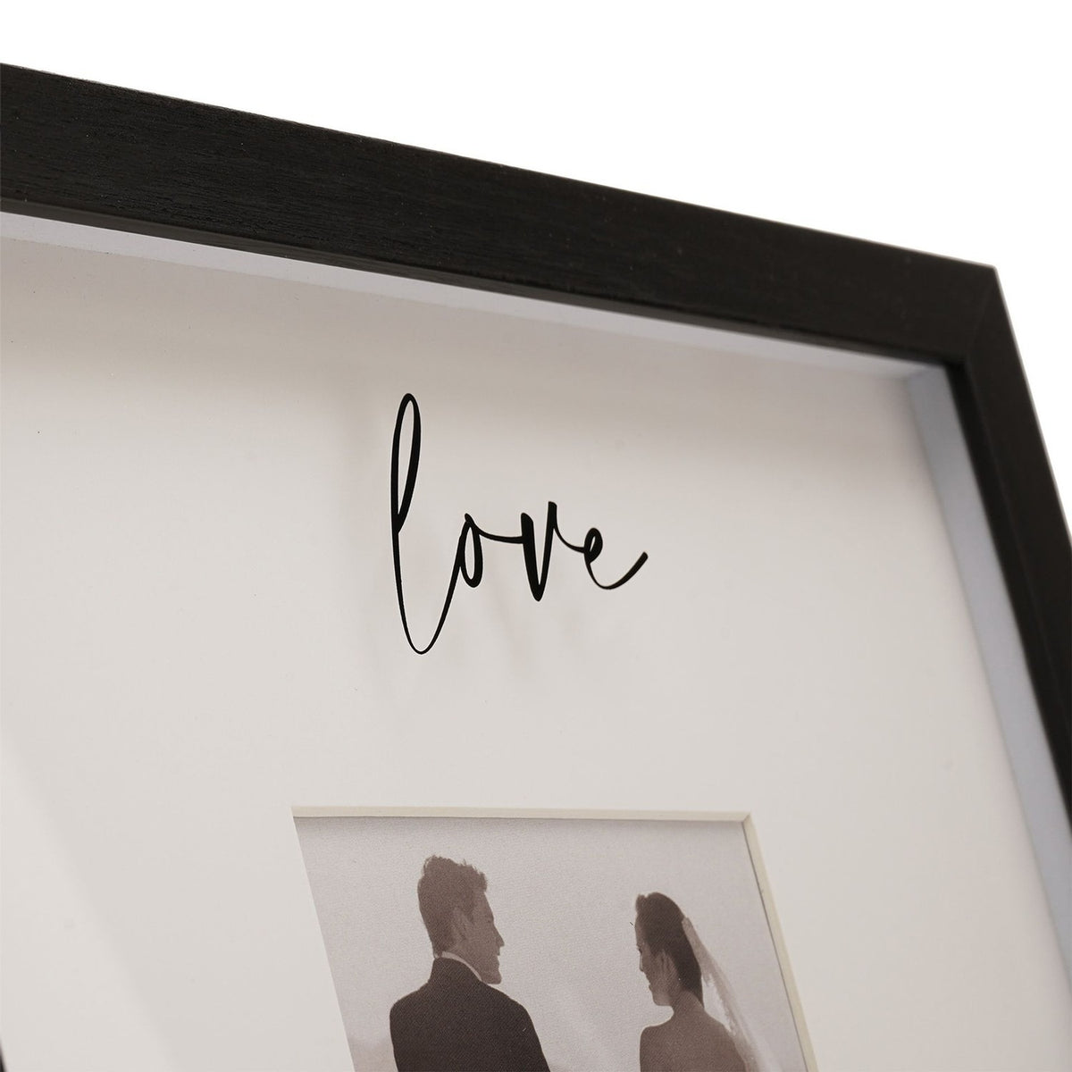 Love Wide Plastic Photo Frame with Easel 4 x 4in - Black