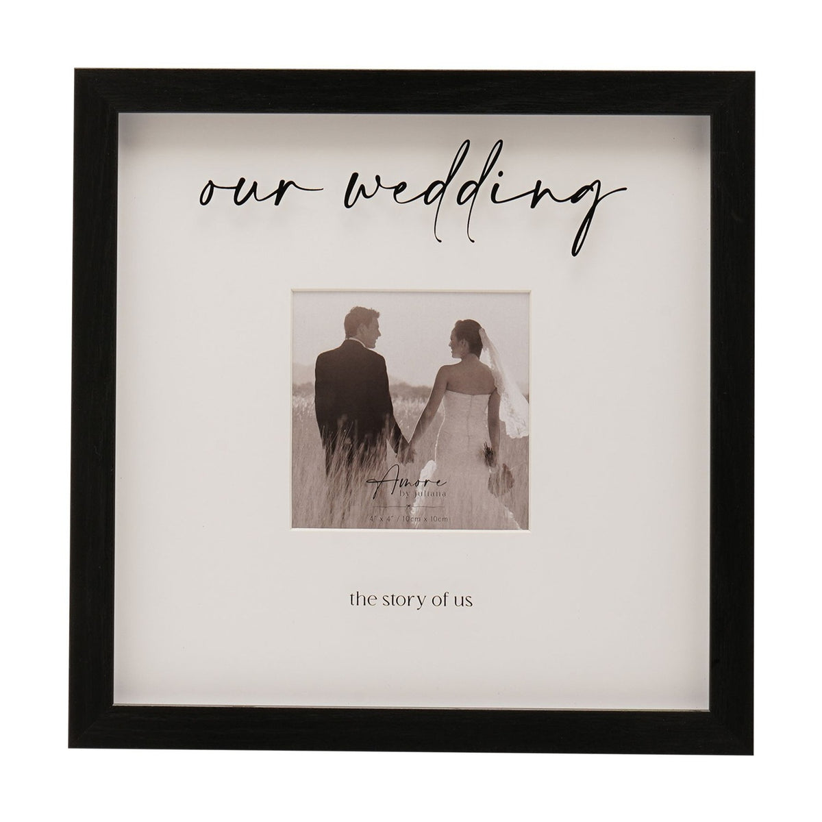 Our Wedding Square Wide Plastic Photo Frame 4 x 4in - Black