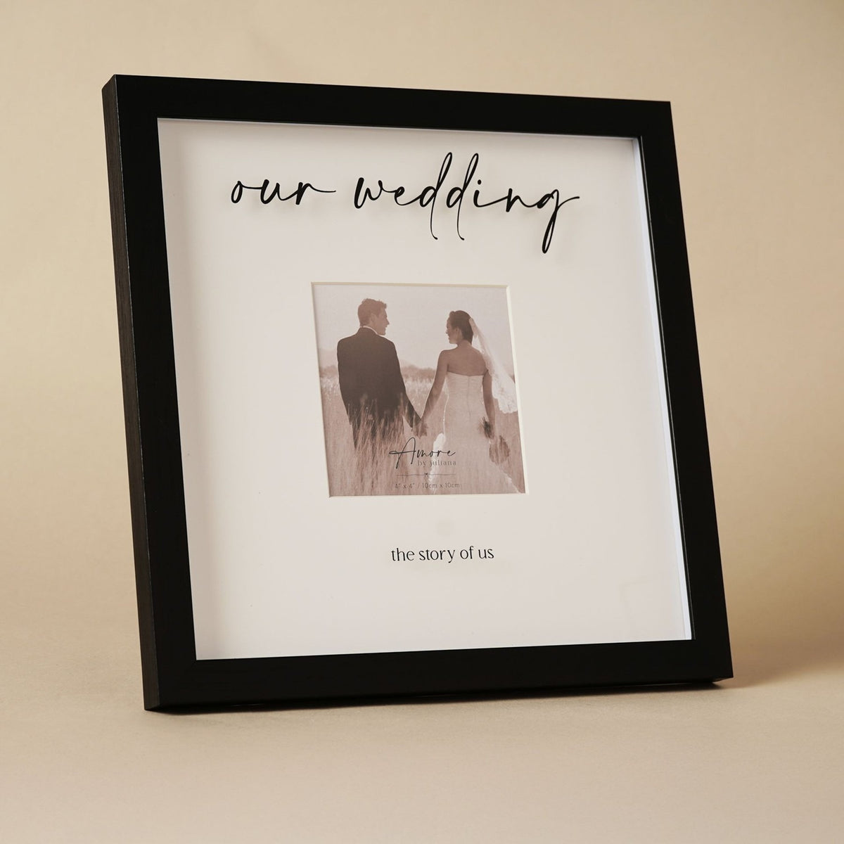 Our Wedding Square Wide Plastic Photo Frame 4 x 4in - Black