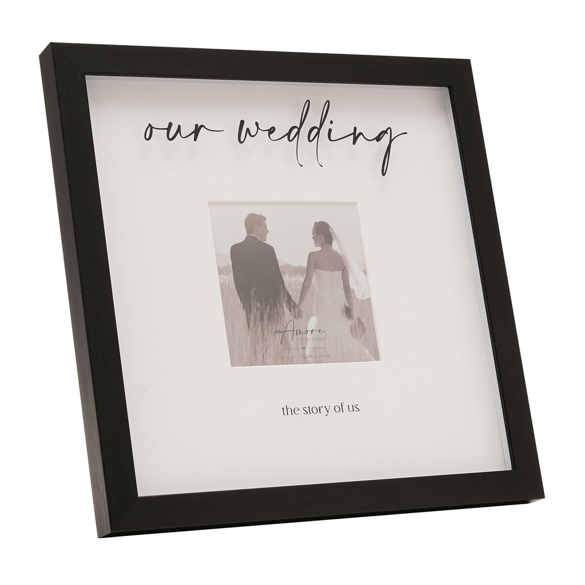 Our Wedding Square Wide Plastic Photo Frame 4 x 4in - Black