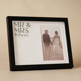 Mr & Mrs Wide Mount MDF Photo Frame 6 x 4in - Black & White