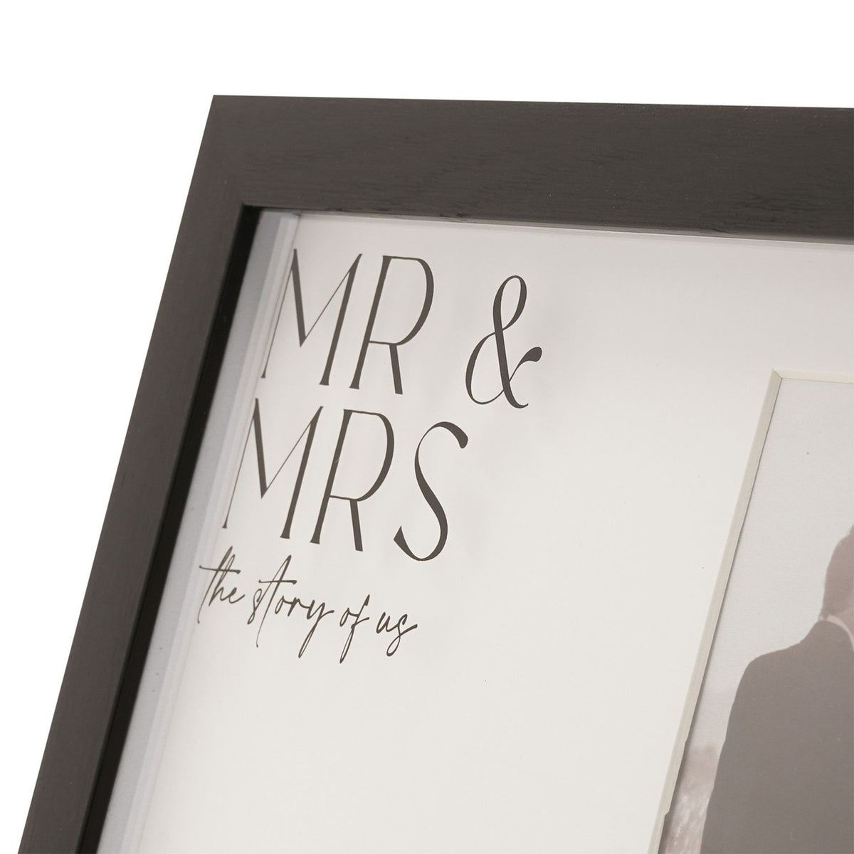 Mr & Mrs Wide Mount MDF Photo Frame 6 x 4in - Black & White
