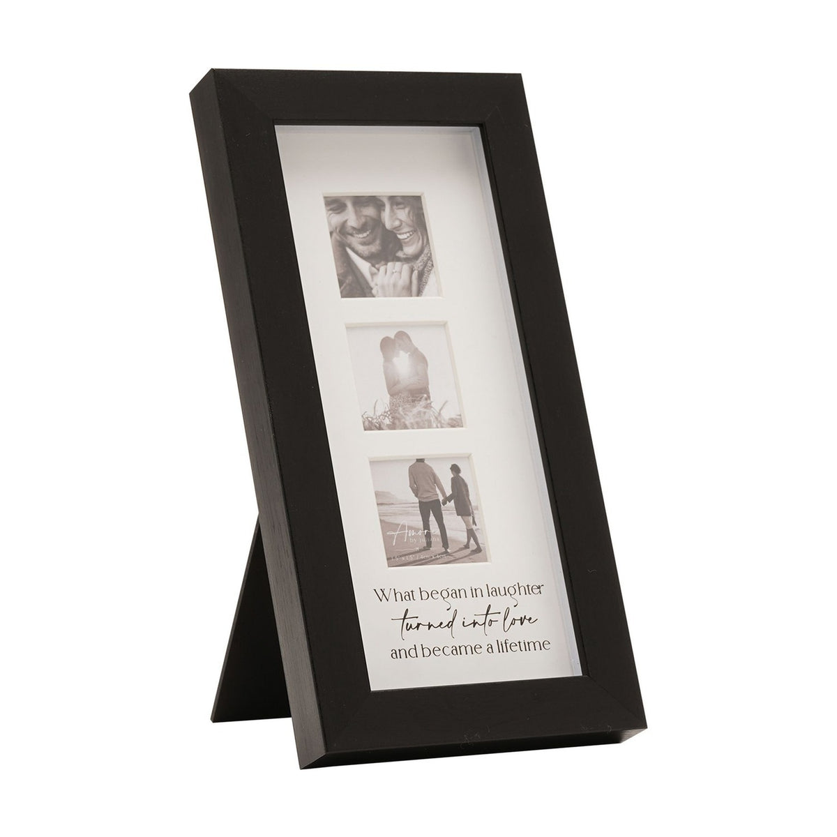 Narrow Triple Plastic Photo Frame with Easel Back - Black