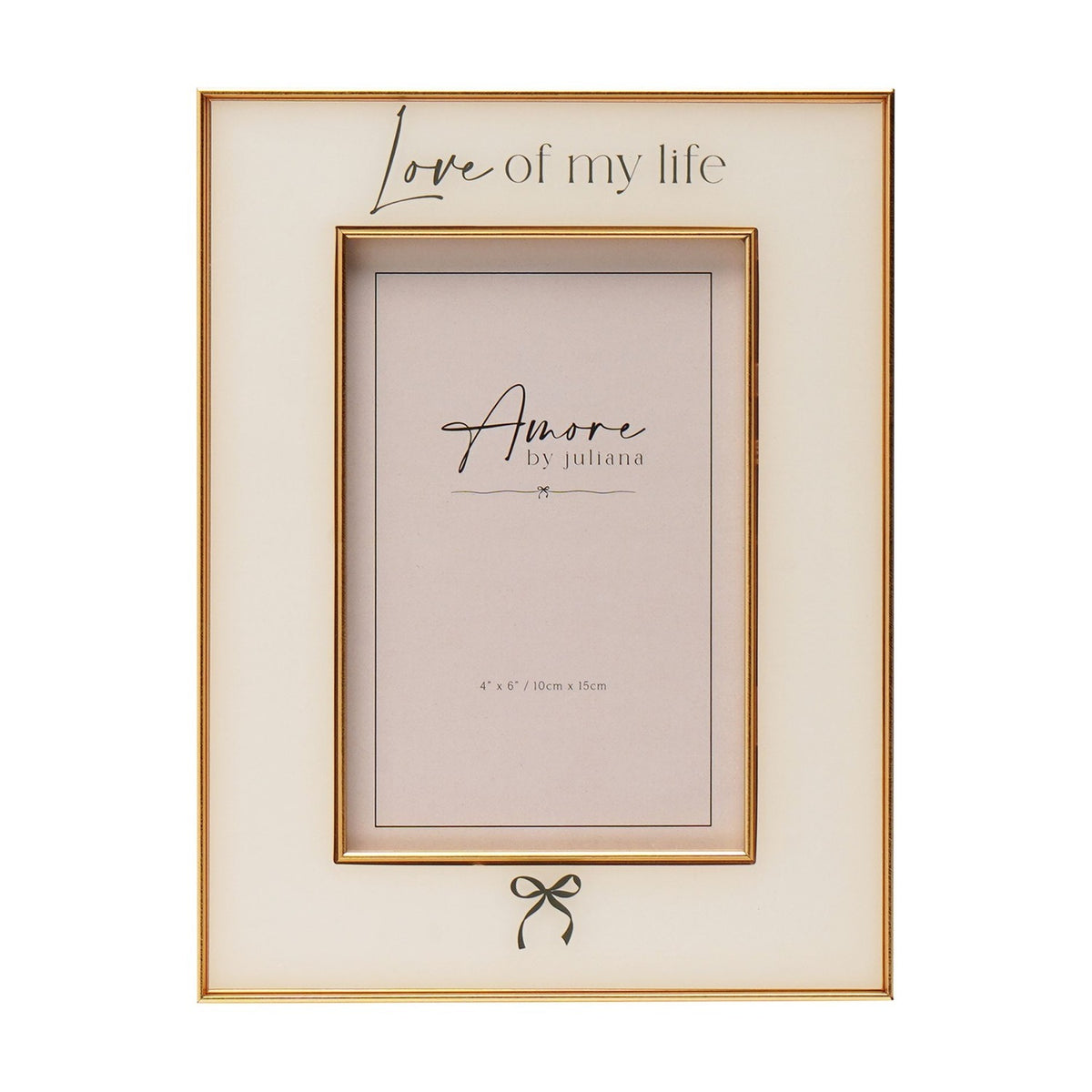 Love of My Life Bow Plastic Photo Frame 6 x 4in - White