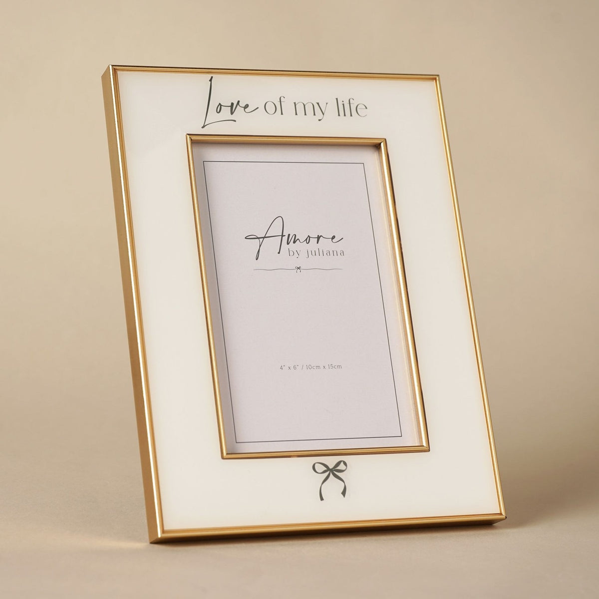 Love of My Life Bow Plastic Photo Frame 6 x 4in - White