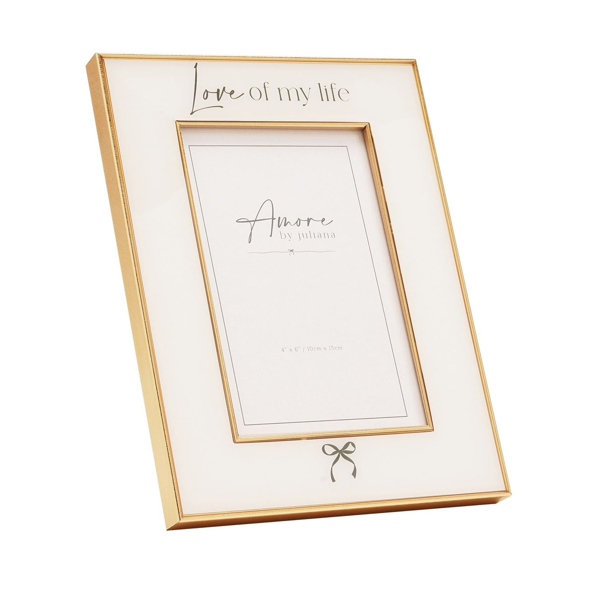 Love of My Life Bow Plastic Photo Frame 6 x 4in - White
