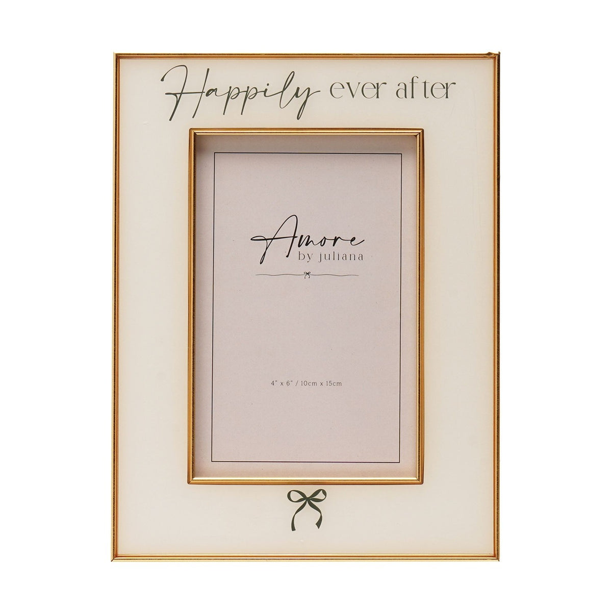 Happily Ever After Bow Plastic Photo Frame 6 x 4in - White