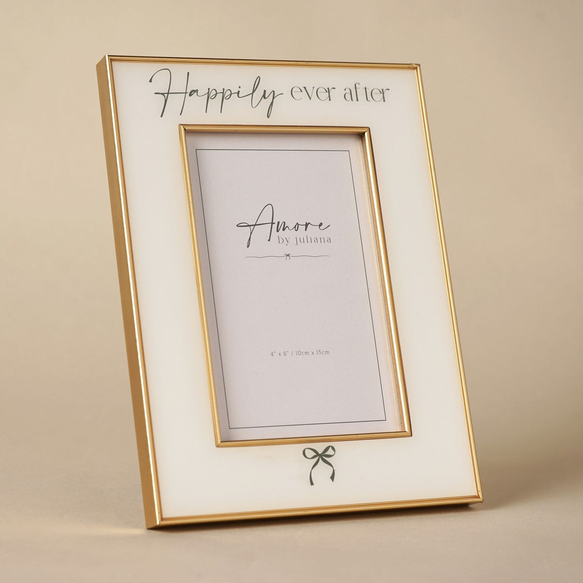 Happily Ever After Bow Plastic Photo Frame 6 x 4in - White