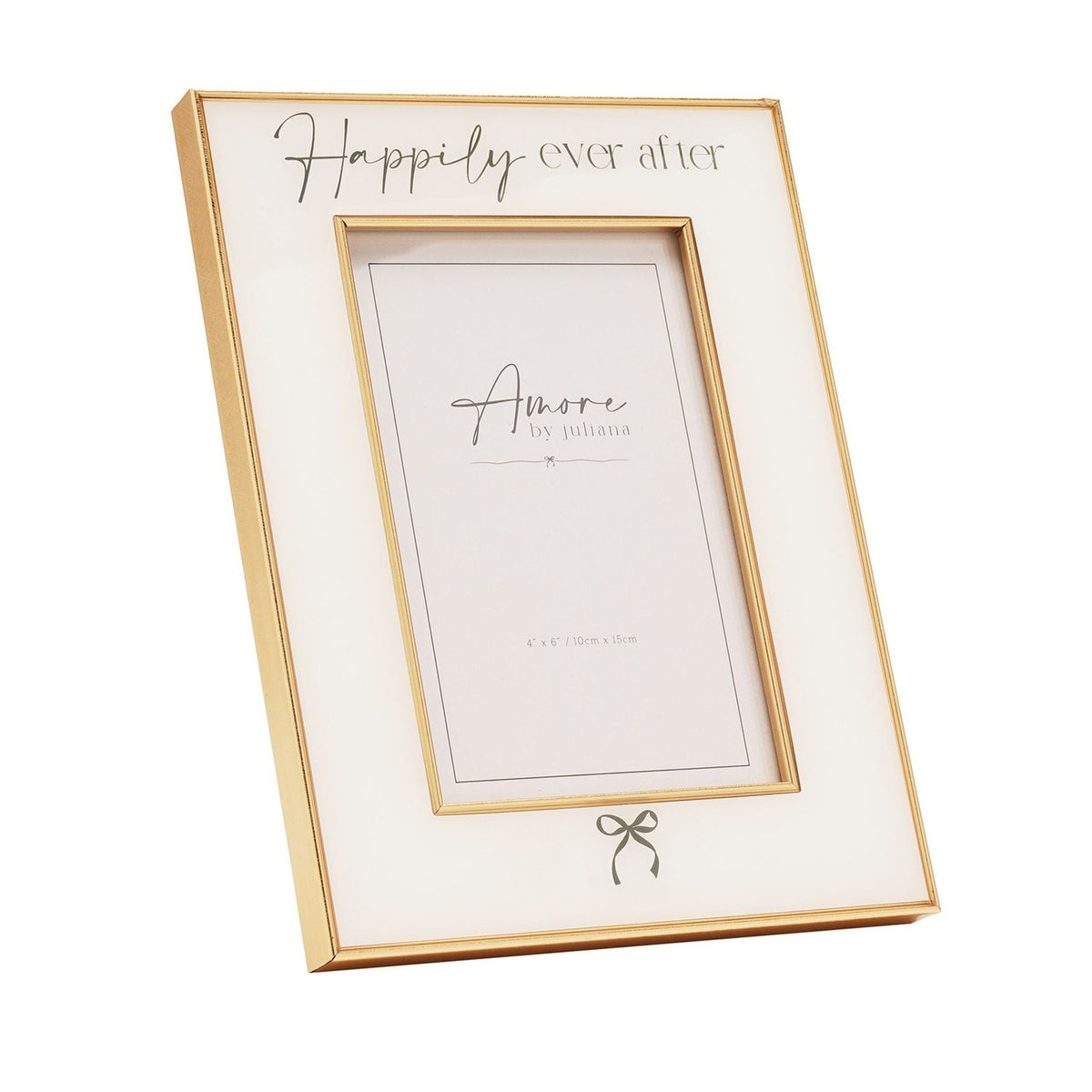 Happily Ever After Bow Plastic Photo Frame 6 x 4in - White