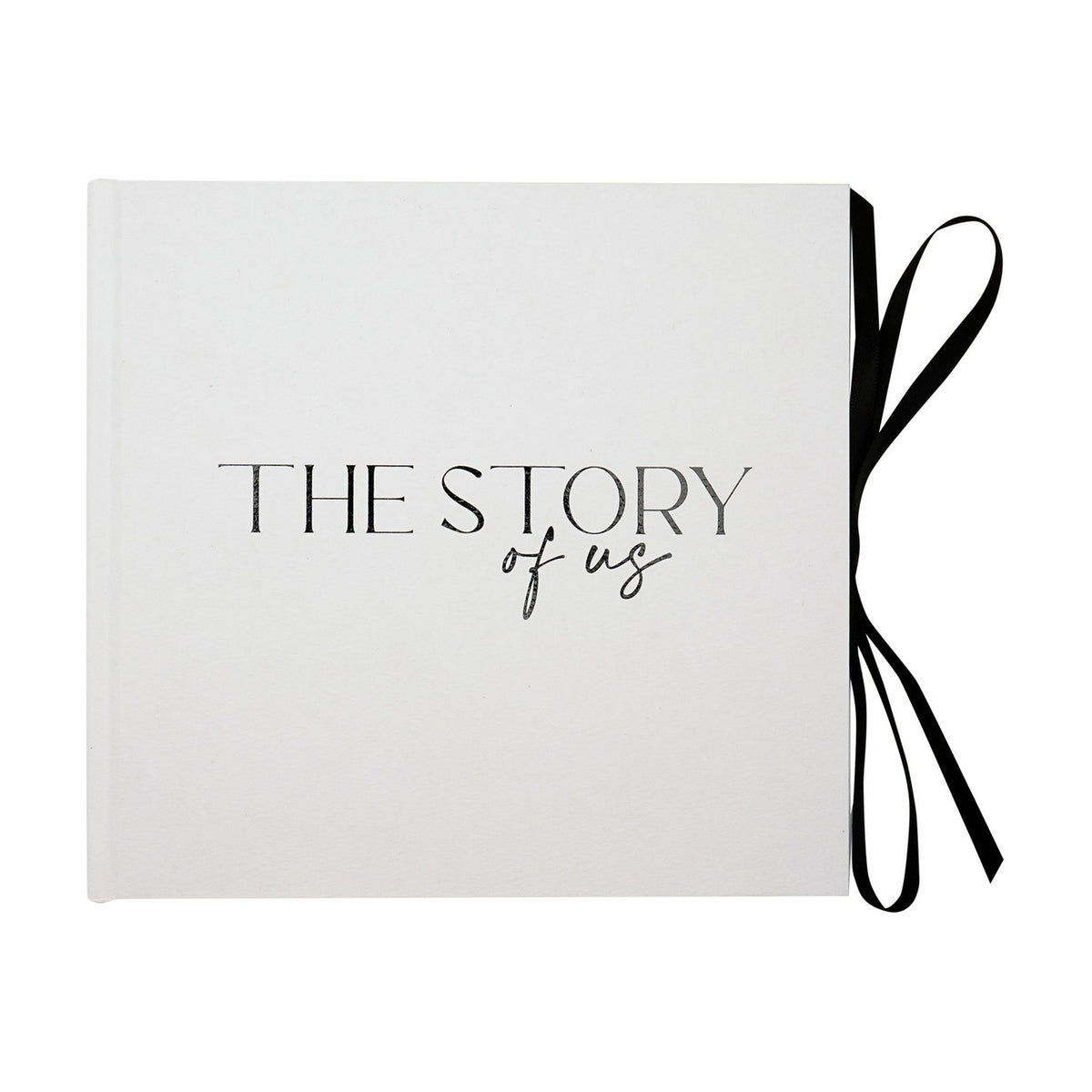 The Story of Us Textured Photo Album with Ribbon - White & Black
