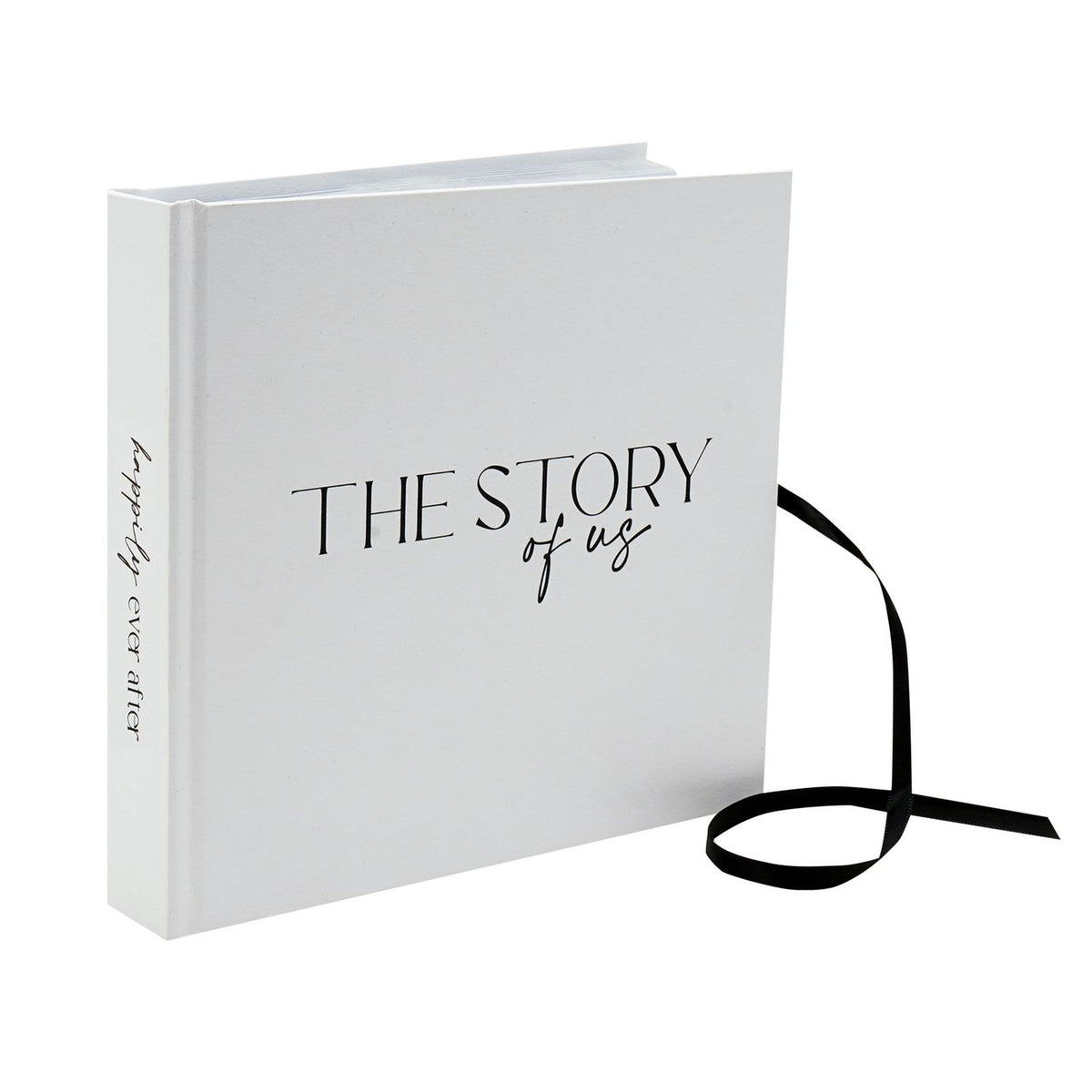 The Story of Us Textured Photo Album with Ribbon - White & Black