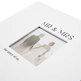 Mr & Mrs Textured Photo Album with Black Ribbon Tie - White
