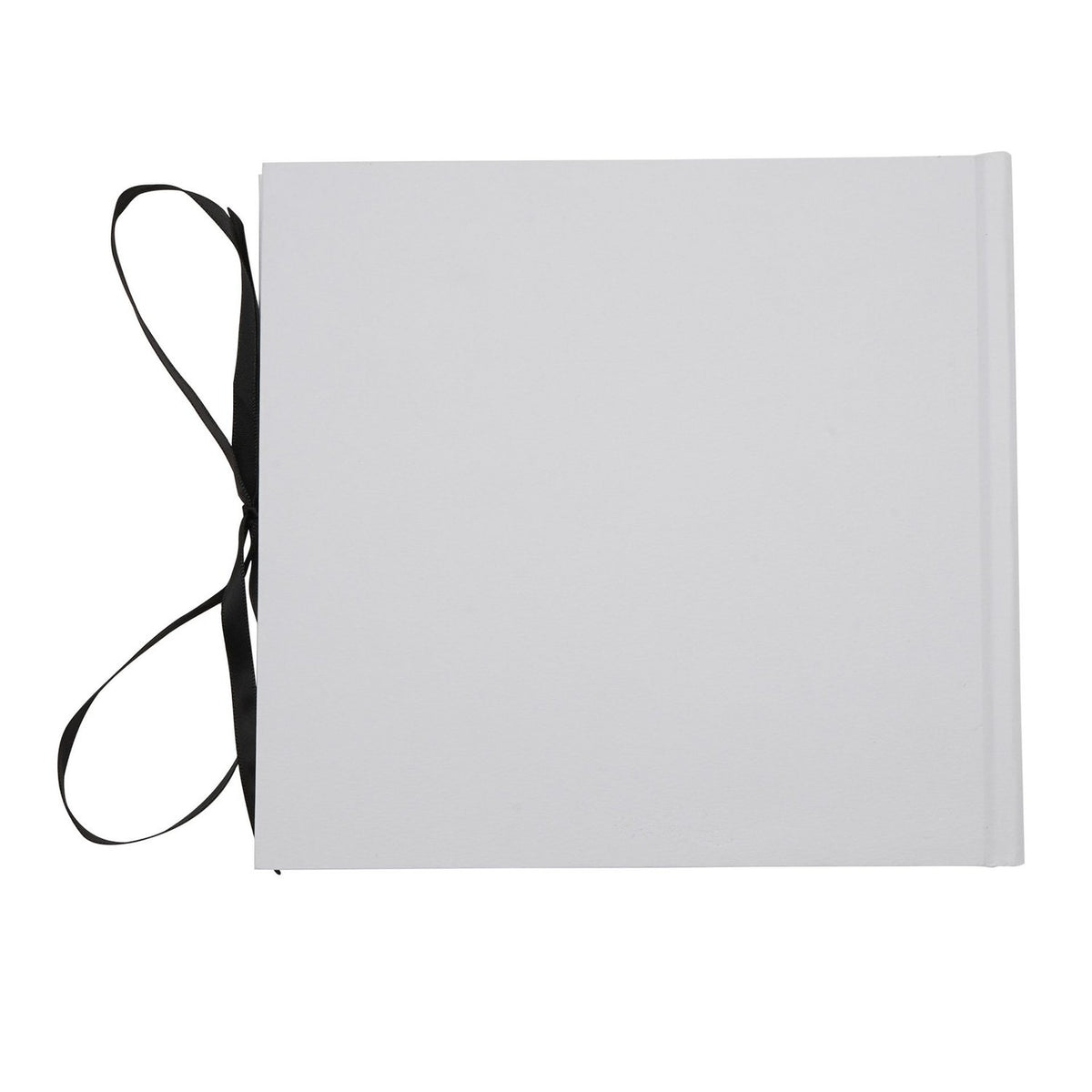 Mr & Mrs Textured Photo Album with Black Ribbon Tie - White