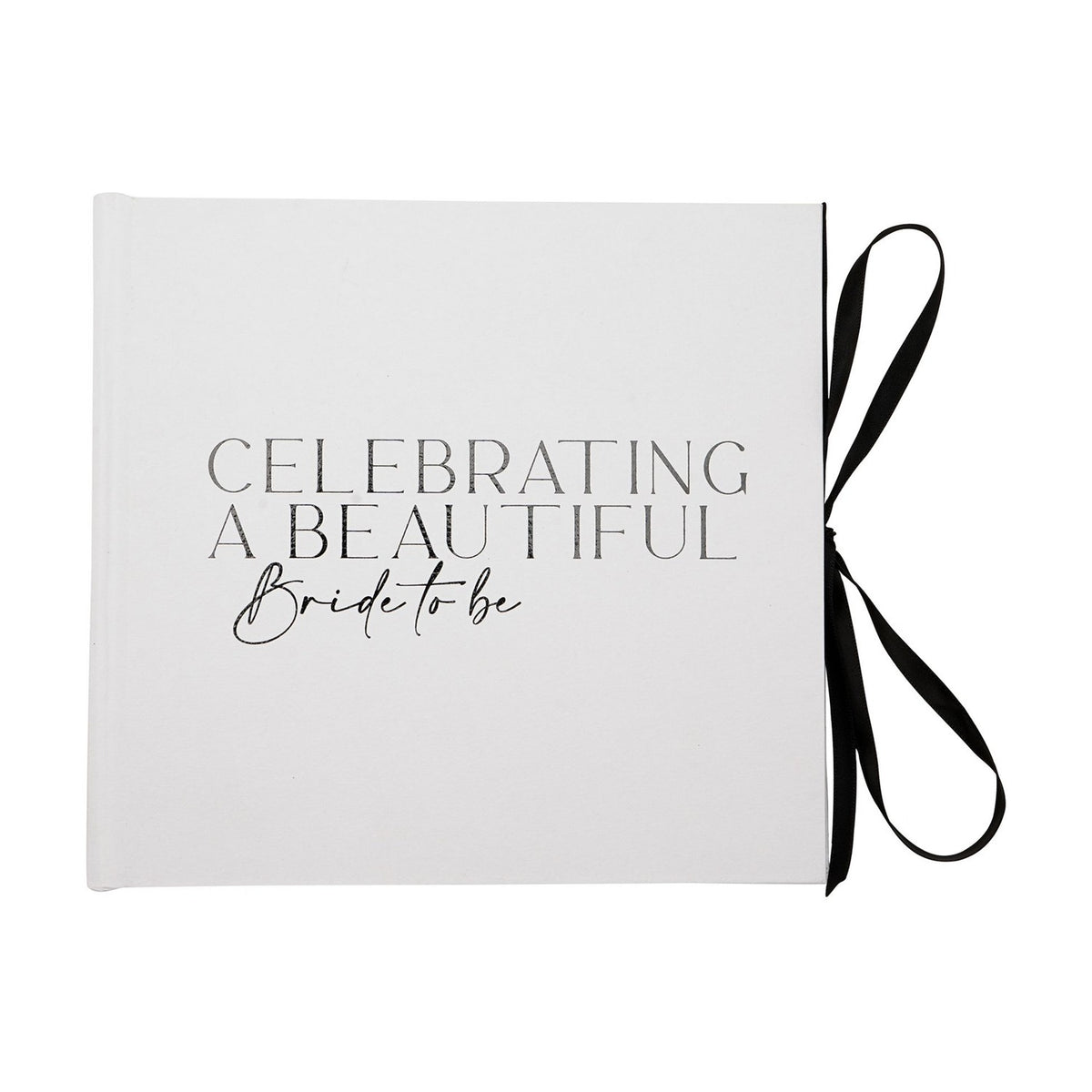 Beautiful Bride Textured Photo Album with Ribbon Tie - White
