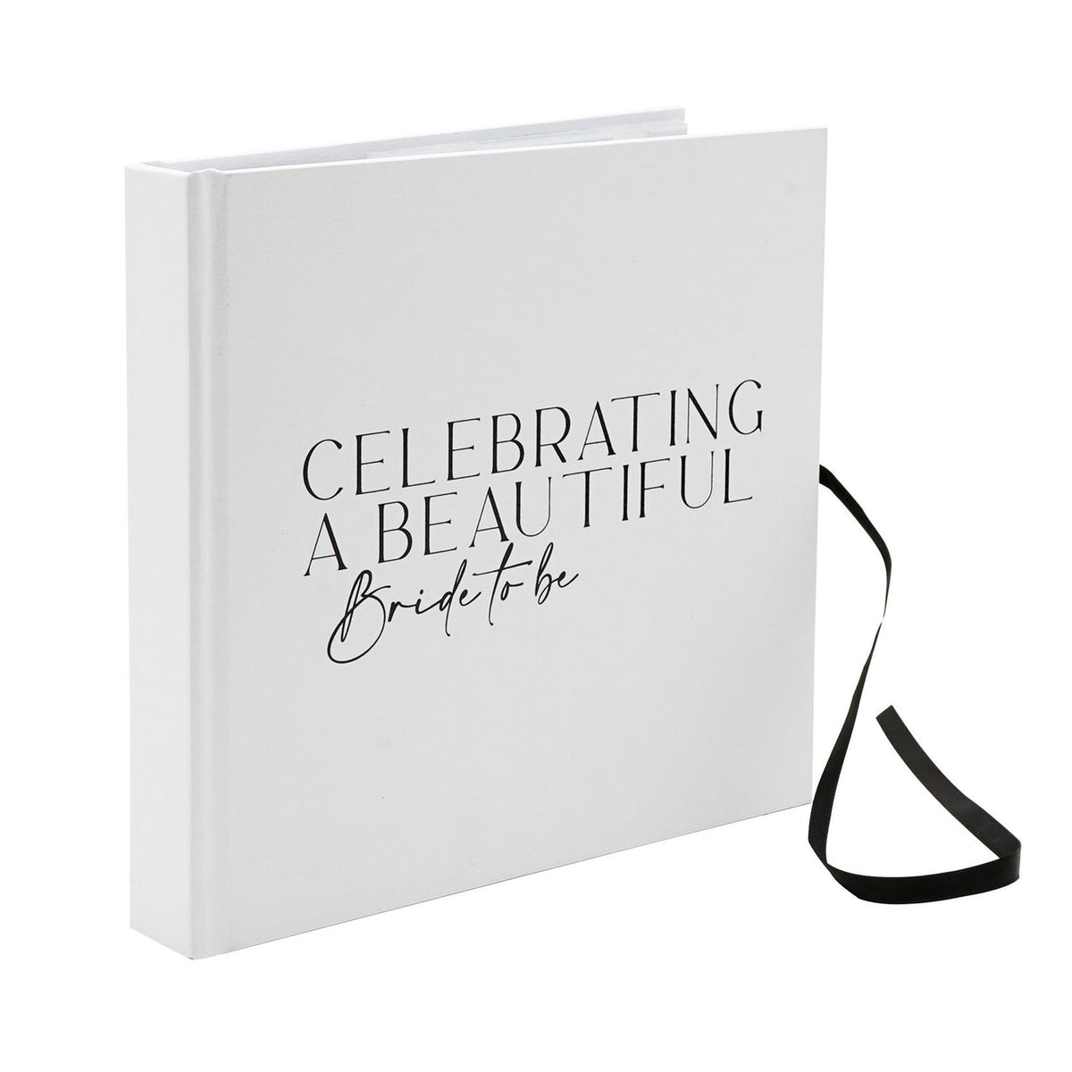 Beautiful Bride Textured Photo Album with Ribbon Tie - White