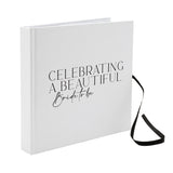 Beautiful Bride Textured Photo Album with Ribbon Tie - White