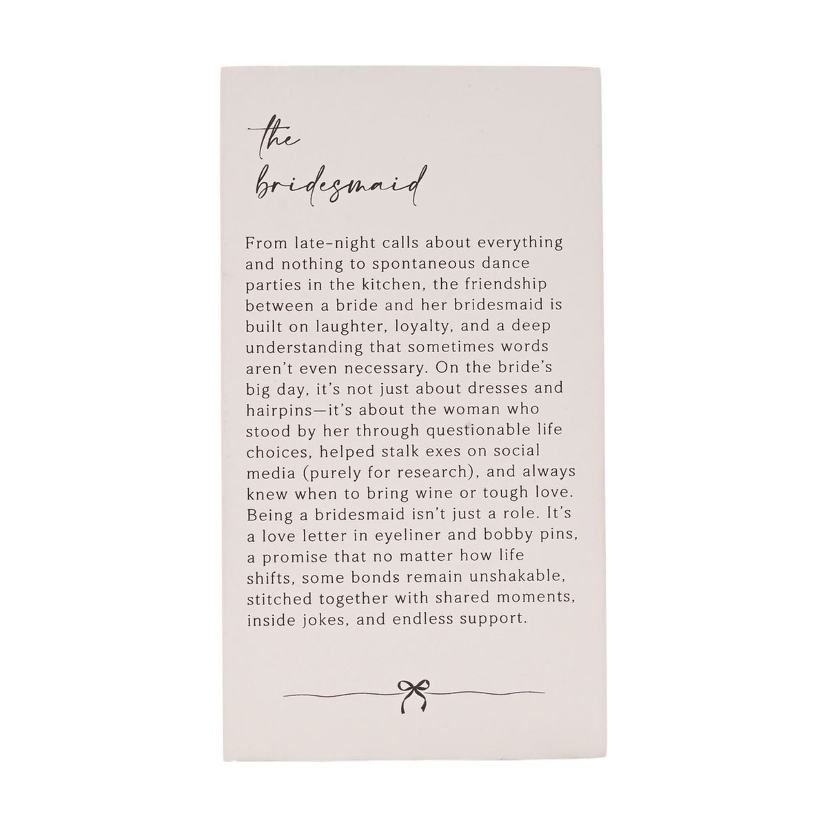 Bridesmaid Verse MDF Plaque with Stand - Off White & Grey