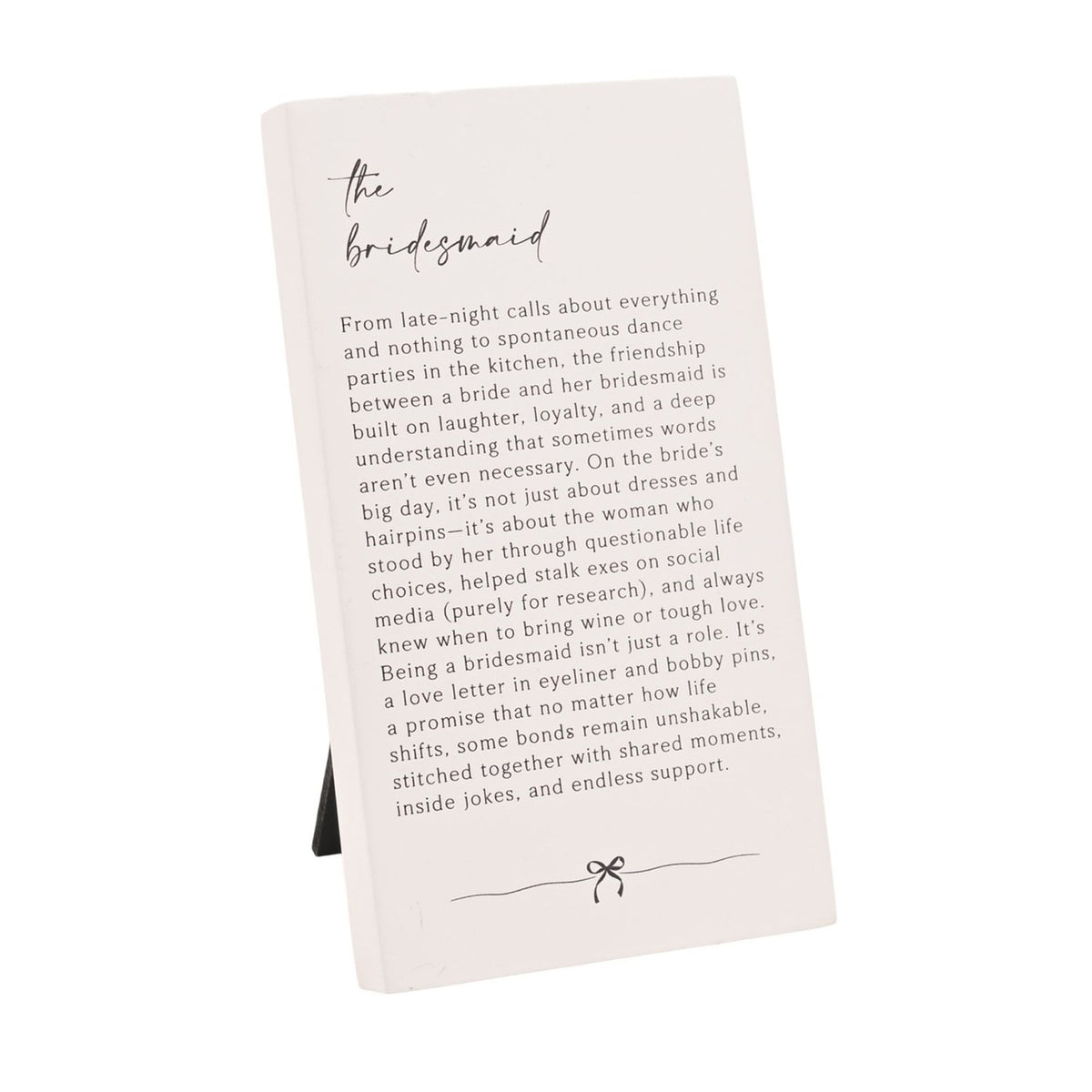 Bridesmaid Verse MDF Plaque with Stand - Off White & Grey