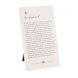 Bridesmaid Verse MDF Plaque with Stand - Off White & Grey