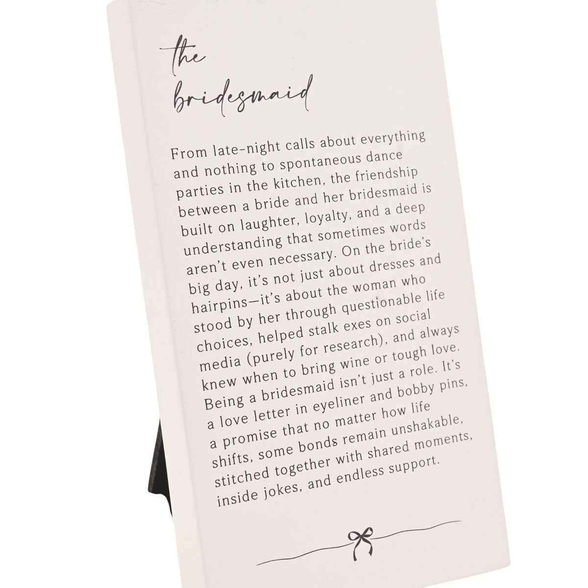 Bridesmaid Verse MDF Plaque with Stand - Off White & Grey