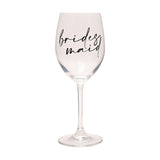 Bridesmaid Wine Glass with Black Calligraphy Words - Clear