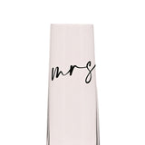 Mrs Stemmed Champagne Flute with Black Script Words - Clear