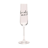 Bridesmaid Glass Champagne Flute with Black Words - Clear