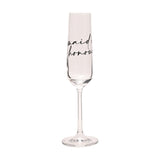 Maid of Honour Glass Champagne Flute with Black Words - Clear