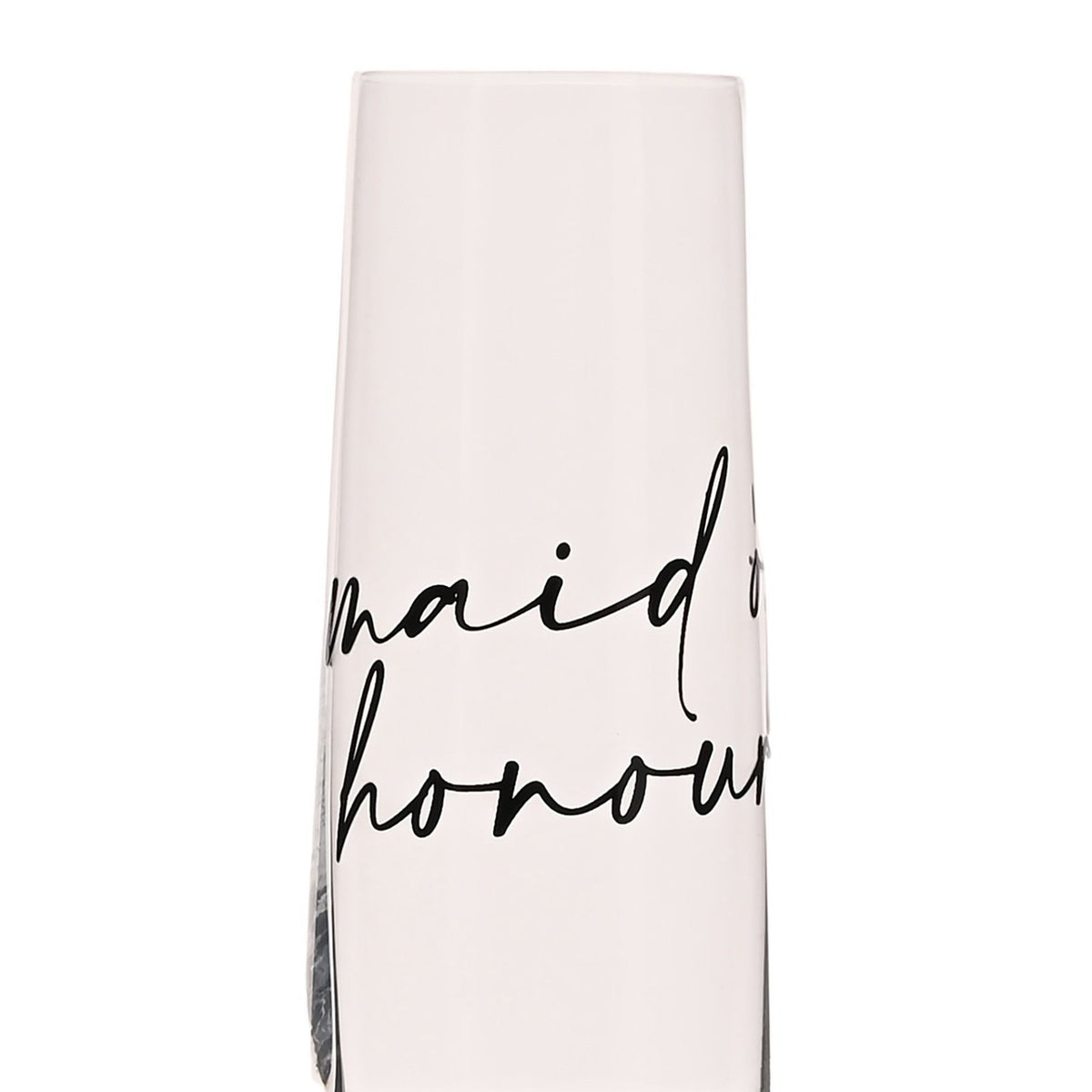 Maid of Honour Glass Champagne Flute with Black Words - Clear