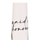 Maid of Honour Glass Champagne Flute with Black Words - Clear