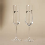 Mr & Mrs Set of 2 Champagne Flutes with Black Words - Clear